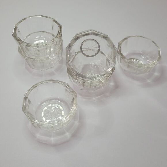 Open Salt Cellar Dip Vintage Antique Crystal Glass Lot of 6 Deep Cut - Picture 2 of 6